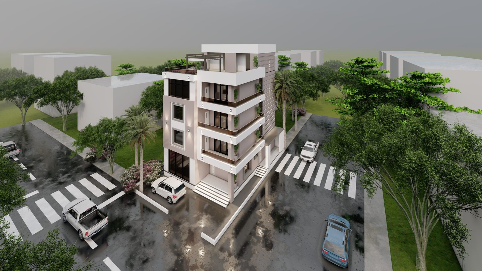 modern G+ 3 residential villa picture 2