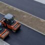 asphalt roller compactor on a new construction
